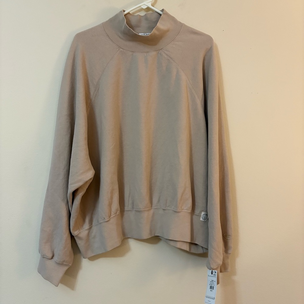 Champion sweatshirt Womens 2XL beige mock vintage wash NWT cl